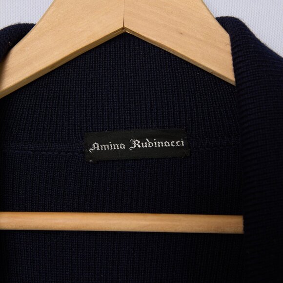 Amina Rubinacci wool cardigan sweater blazer jacket Italy navy - Picture 2 of 12
